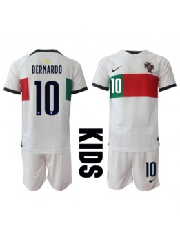 Portugal Bernardo Silva #10 Replika Borta Kläder Barn VM 2022 Kortärmad (+ byxor)